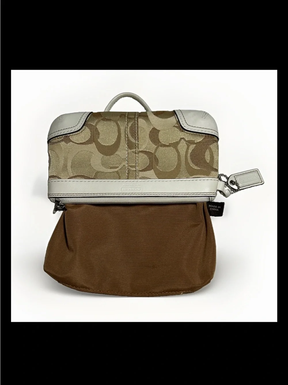 Coach Madeline Satchel,Wallet,Wristlet Set-Khaki Optic Print, White Leather 2007